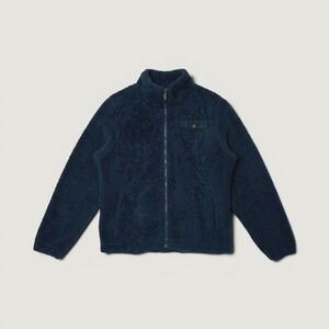 Pendleton Mens Sherpa Fleece Jacket Navy Blue Plaid Pocket Full Zip Large